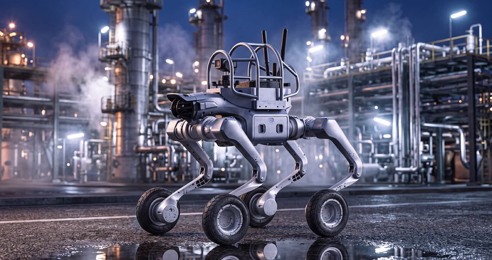 As2-W em planta industrial noturna — operação em ambiente crítico