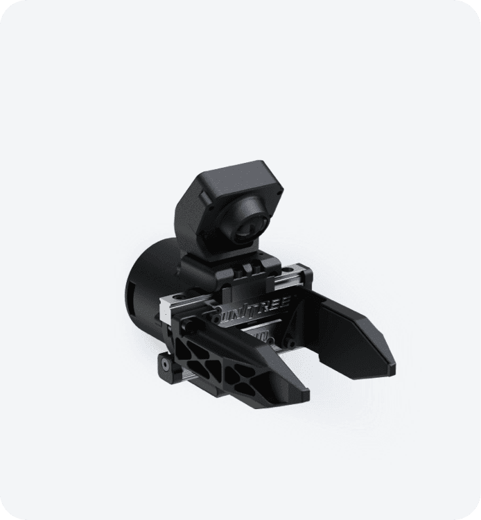 Dex1-1 Gripper — Versão Avançada, com câmera integrada 1080p (30/60 fps, campo de visão H:118° V:87° D:140°).